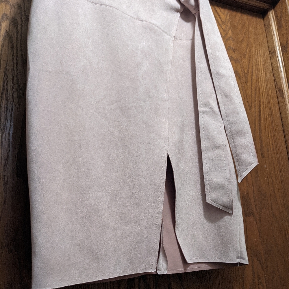 Faux Suede Pink Pencil Skirt